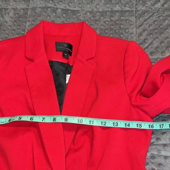 Worthington PS blazer w/shoulder pads cherry cordial 1 button front 3 button slv - Picture 4 of 12